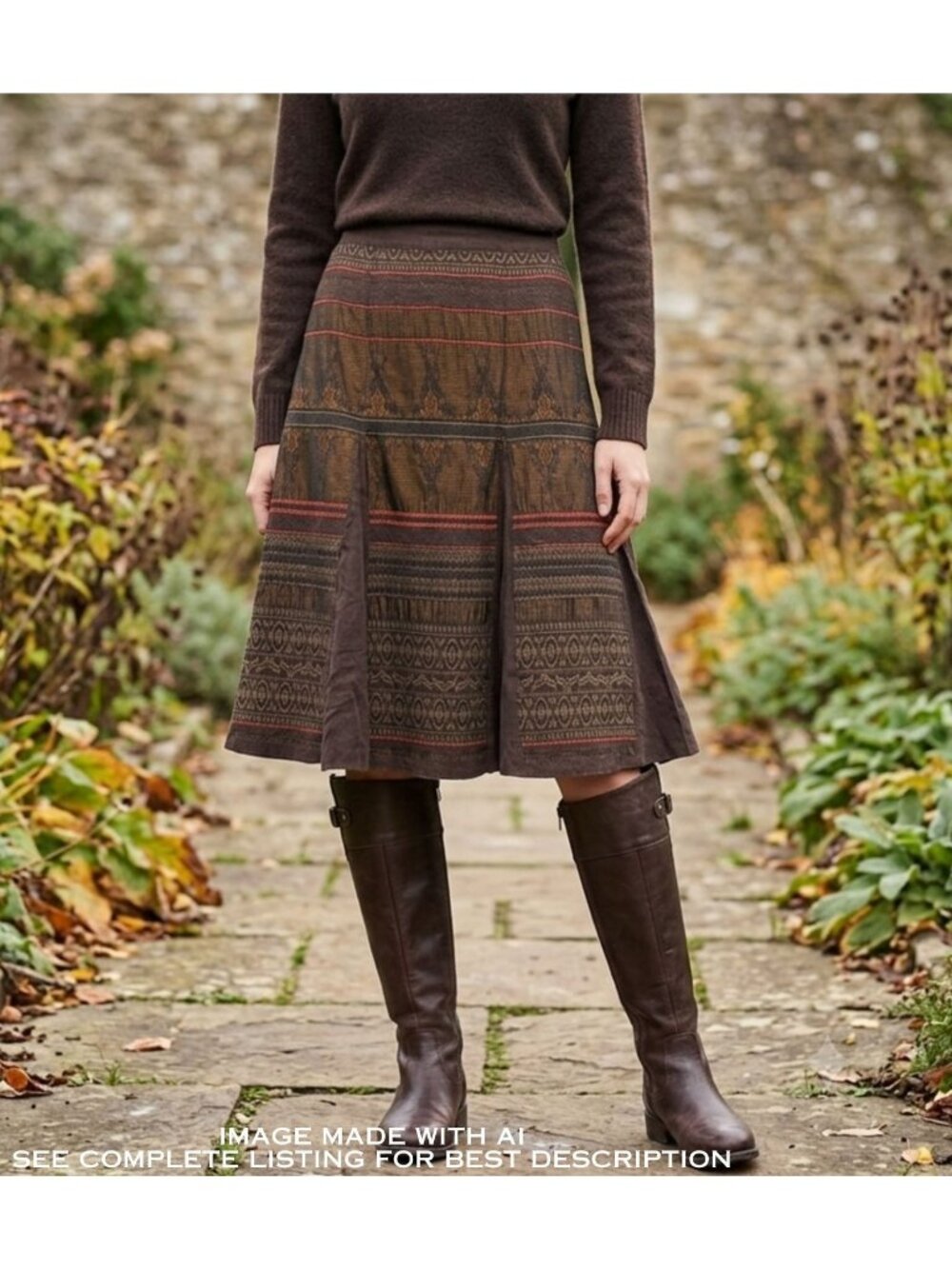 Y2K Elena Miro Patchwork Corduroy Embroidered Midi Skirt S Lace Goth Earth Witch